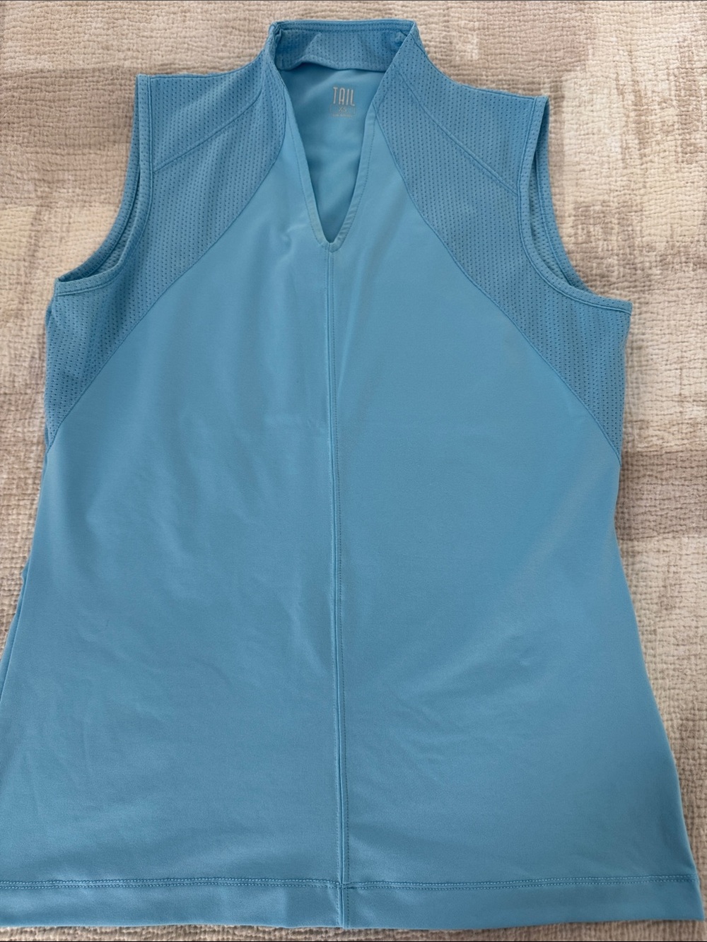 Tail Light Blue Sleeveless Mesh-Panel Athletic Tank